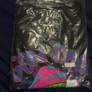 Head Black Tee with Neon Mushroom Design